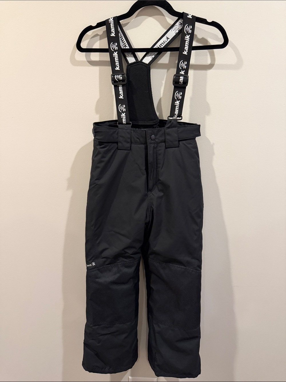 Kamik Black Kids Snow Overalls with Branded Suspenders